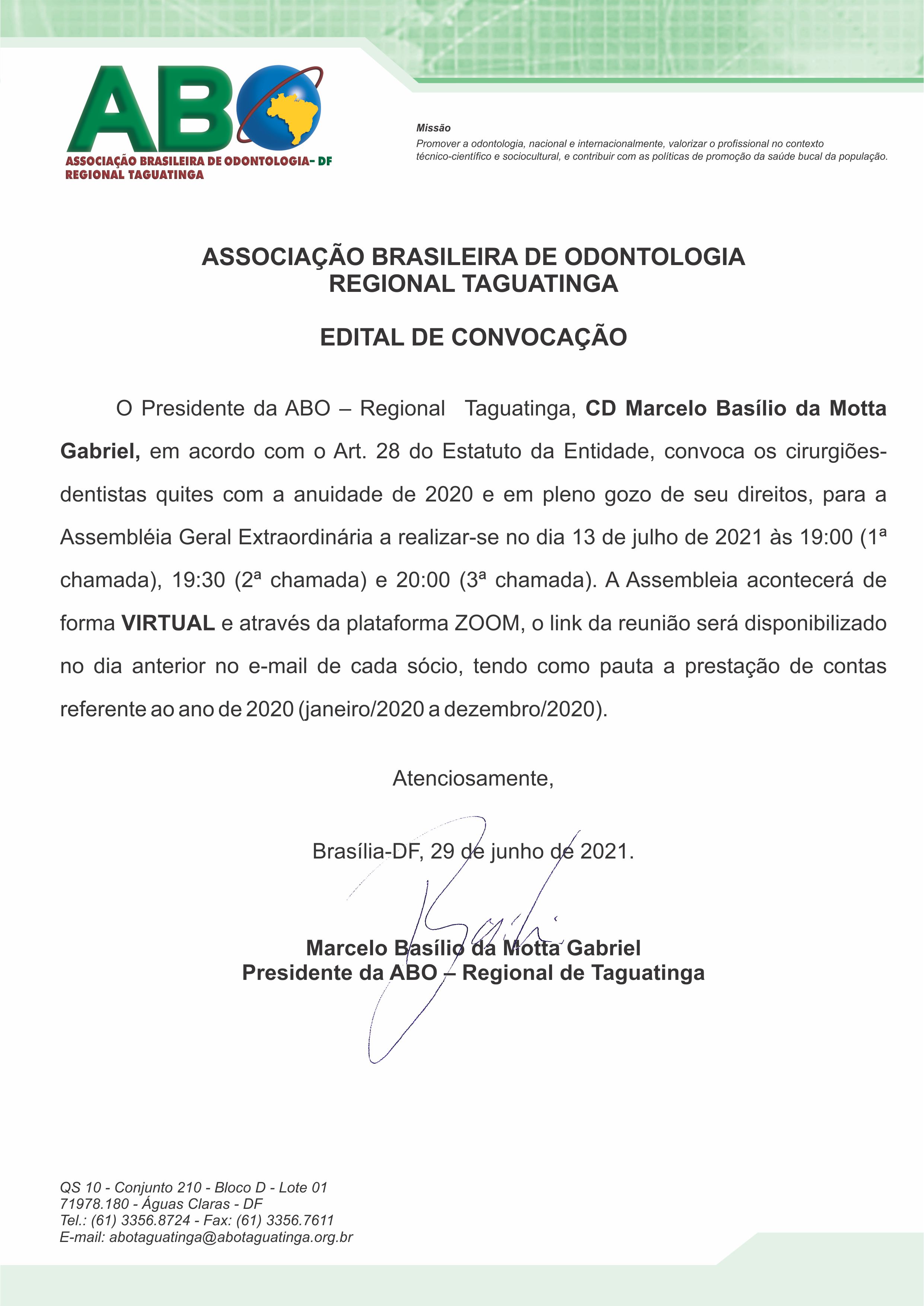 EDITAL DE CONVOCAÇÃO PRESTAÇÃO DE CONTAS 2020